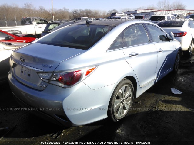 KMHEC4A45DA074466 - 2013 HYUNDAI SONATA HYBRID Light Blue photo 4