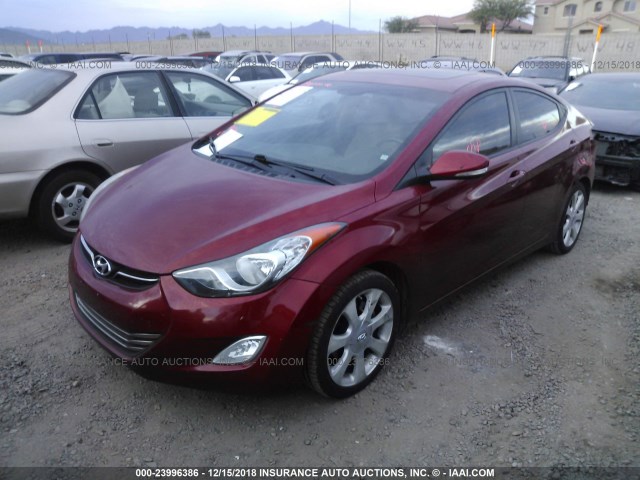 KMHDH4AE3CU248537 - 2012 HYUNDAI ELANTRA GLS/LIMITED RED photo 2