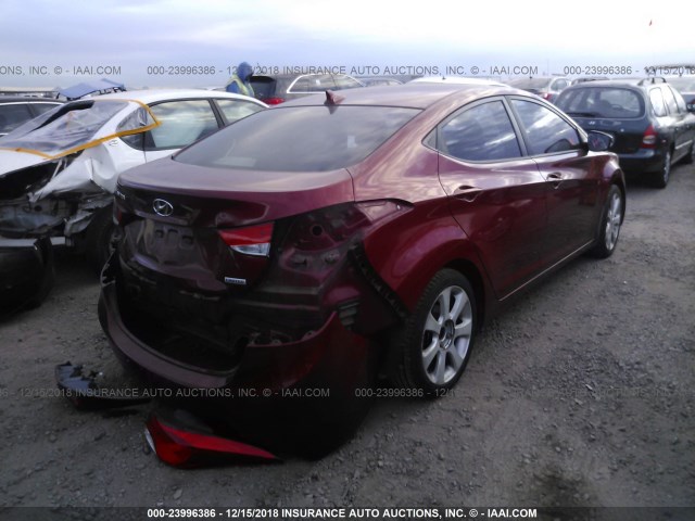 KMHDH4AE3CU248537 - 2012 HYUNDAI ELANTRA GLS/LIMITED RED photo 4