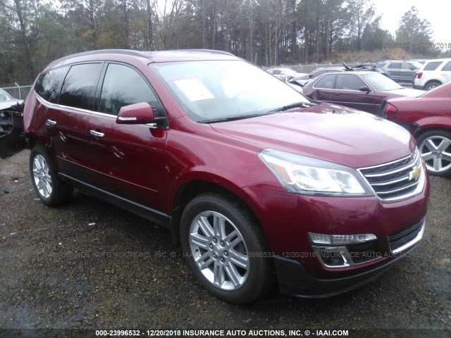 1GNKRGKD6EJ314381 - 2014 CHEVROLET TRAVERSE LT RED photo 1