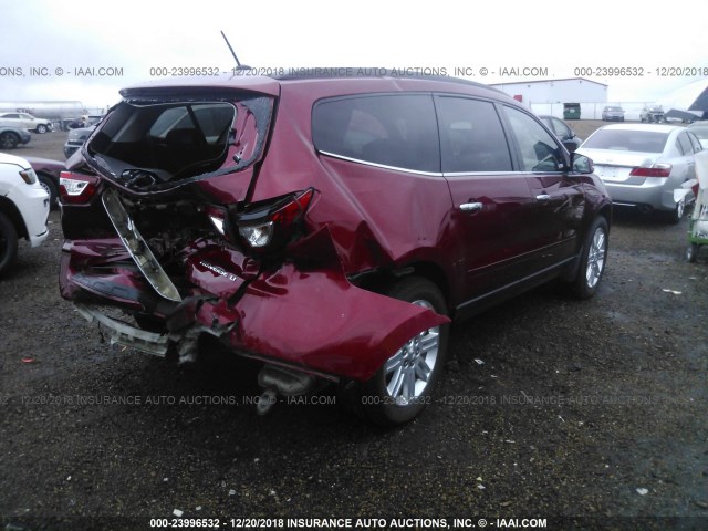 1GNKRGKD6EJ314381 - 2014 CHEVROLET TRAVERSE LT RED photo 4