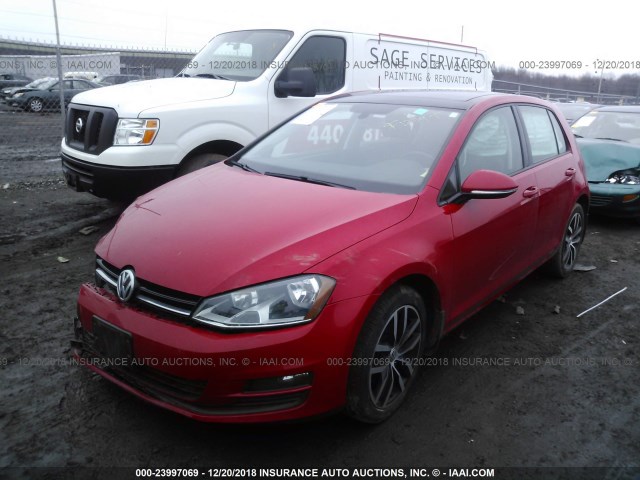 3VW217AU4GM017100 - 2016 VOLKSWAGEN GOLF S/SE/SEL RED photo 2