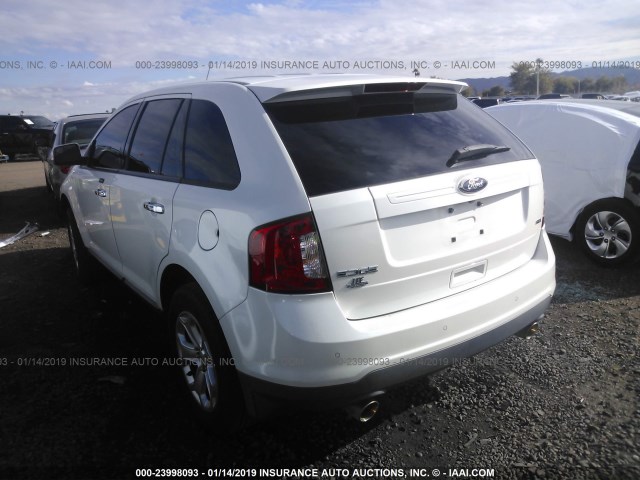 2FMDK3JC3BBA14896 - 2011 FORD EDGE SEL WHITE photo 3