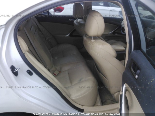 JTHBK262665000148 - 2006 LEXUS IS 250 WHITE photo 8