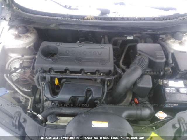 KNAFU4A23A5046591 - 2010 KIA FORTE EX SILVER photo 10