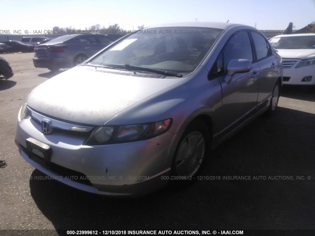 JHMFA36238S011588 - 2008 HONDA CIVIC HYBRID SILVER photo 2