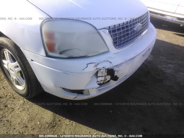 2FMZA52285BA85171 - 2005 FORD FREESTAR SEL WHITE photo 6