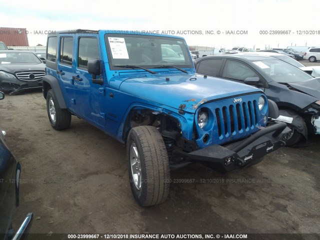 1C4HJWDG1FL601855 - 2015 JEEP WRANGLER UNLIMITE SPORT BLUE photo 1