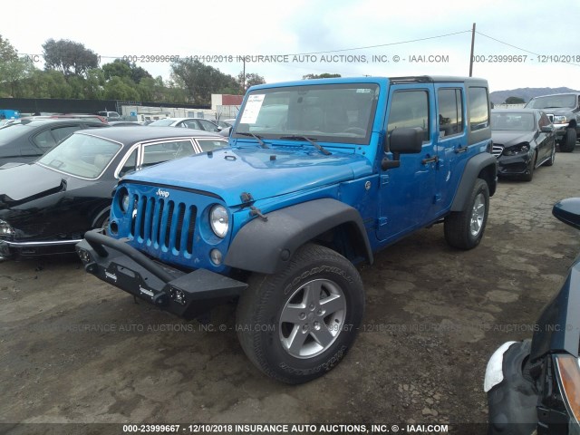 1C4HJWDG1FL601855 - 2015 JEEP WRANGLER UNLIMITE SPORT BLUE photo 2