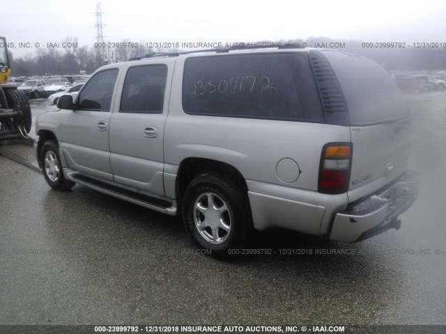 1GKFK66U95J145612 - 2005 GMC YUKON XL DENALI SILVER photo 3