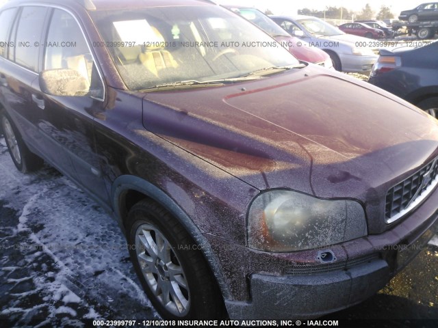 YV1CZ91H041106793 - 2004 VOLVO XC90 T6 BURGUNDY photo 1