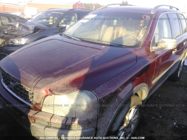 YV1CZ91H041106793 - 2004 VOLVO XC90 T6 BURGUNDY photo 2