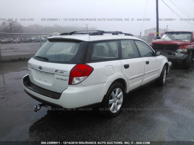 4S4BP61C487312126 - 2008 SUBARU OUTBACK 2.5I WHITE photo 4