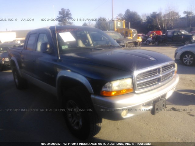 1B7HG48N72S587746 - 2002 DODGE DAKOTA QUAD SLT BLUE photo 1