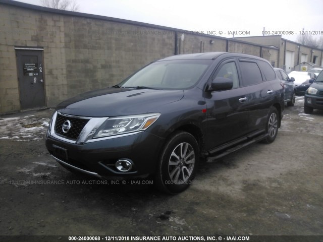 5N1AR2MM6DC673071 - 2013 NISSAN PATHFINDER S/SV/SL/PLATINUM BLUE photo 2