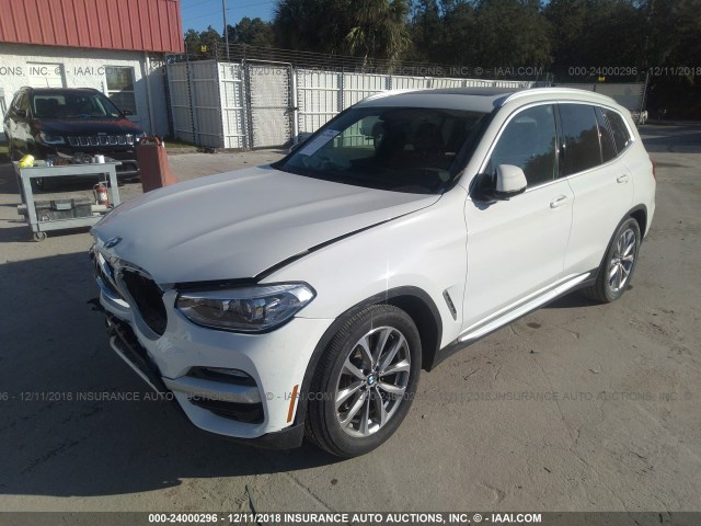 5UXTR7C54KLA48431 - 2019 BMW X3 SDRIVE30I WHITE photo 2