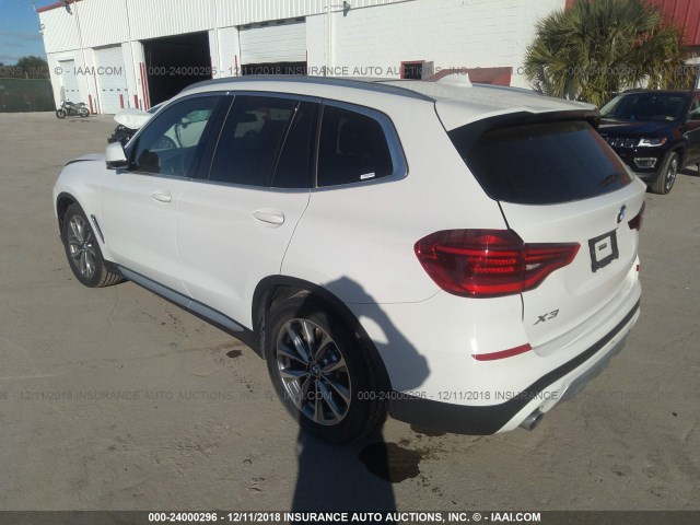 5UXTR7C54KLA48431 - 2019 BMW X3 SDRIVE30I WHITE photo 3