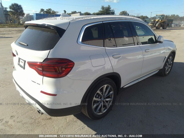 5UXTR7C54KLA48431 - 2019 BMW X3 SDRIVE30I WHITE photo 4