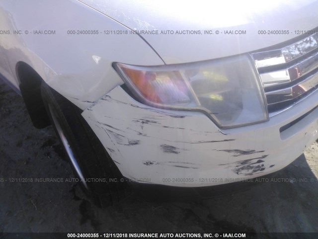 2FMDK38C98BB08926 - 2008 FORD EDGE SEL WHITE photo 6