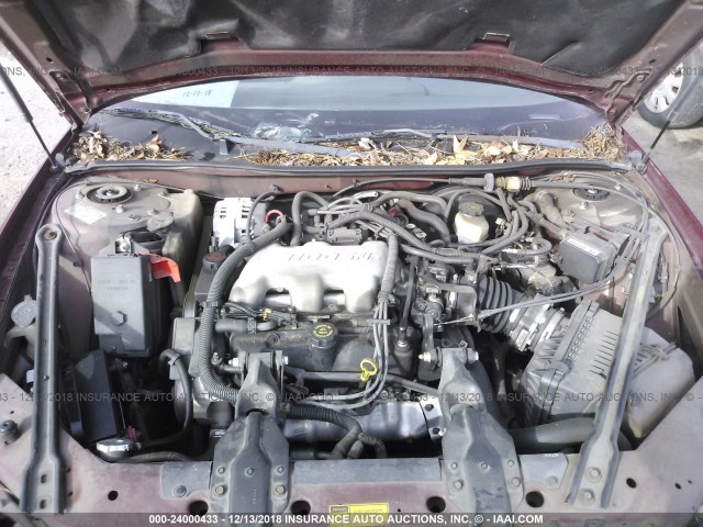 1G2WK52J61F109041 - 2001 PONTIAC GRAND PRIX SE BURGUNDY photo 10