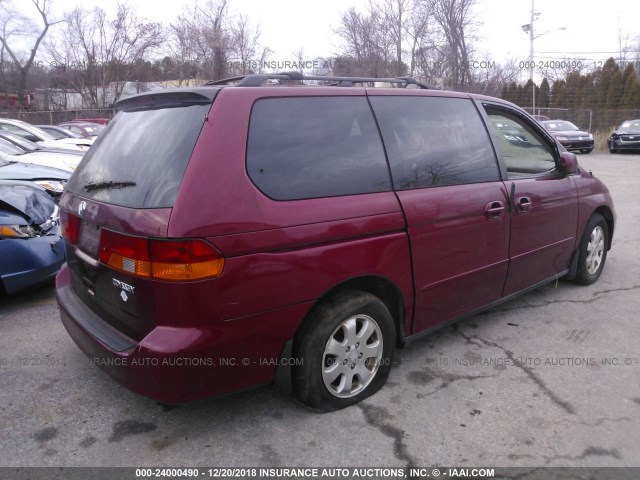 2HKRL18953H000204 - 2003 HONDA ODYSSEY EXL RED photo 4