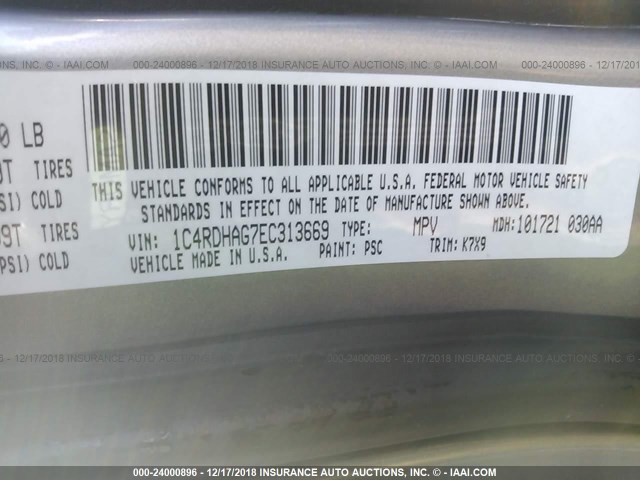 1C4RDHAG7EC313669 - 2014 DODGE DURANGO SXT SILVER photo 9