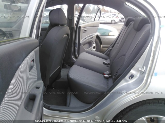 KNADE223196467571 - 2009 KIA RIO LX/SX SILVER photo 8