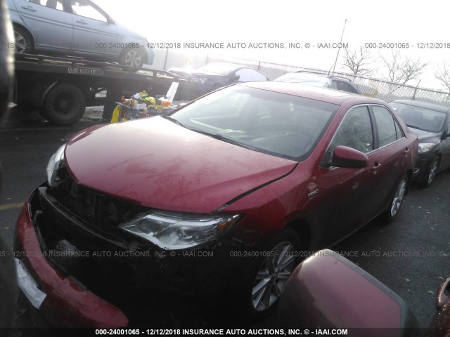 4T1BD1FK4CU012673 - 2012 TOYOTA CAMRY HYBRID/LE/XLE RED photo 2