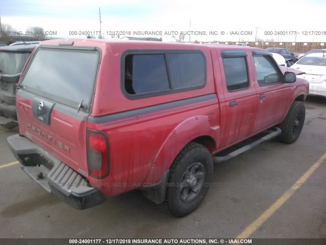 1N6ED27TX4C479650 - 2004 NISSAN FRONTIER CREW CAB XE V6 RED photo 4