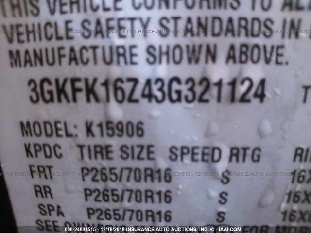 3GKFK16Z43G321124 - 2003 GMC YUKON XL K1500 GRAY photo 9