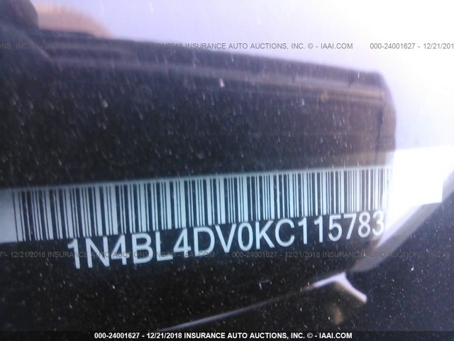 1N4BL4DV0KC115783 - 2019 NISSAN 4 DOOR  WHITE photo 9