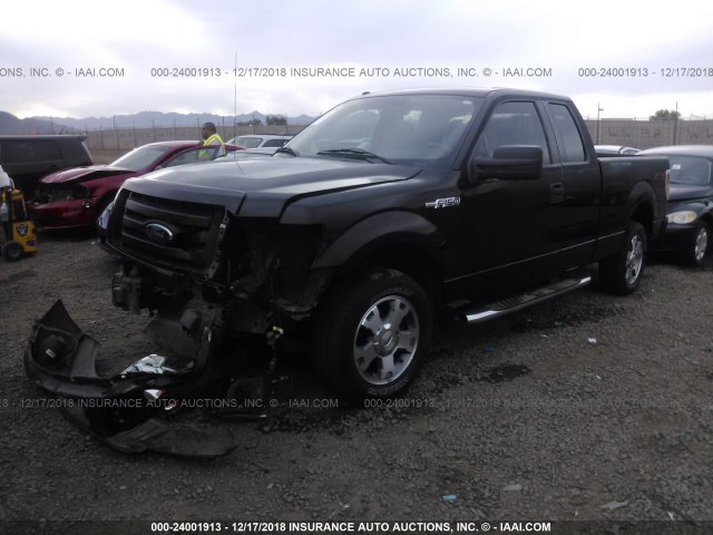 1FTEX1CW9AKA22852 - 2010 FORD F150 SUPER CAB BLACK photo 2