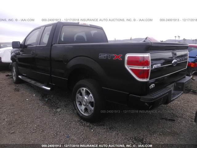 1FTEX1CW9AKA22852 - 2010 FORD F150 SUPER CAB BLACK photo 3