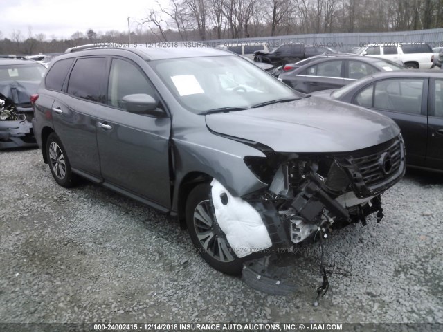 5N1DR2MM6JC608696 - 2018 NISSAN PATHFINDER S/SV/SL/PLATINUM GRAY photo 1