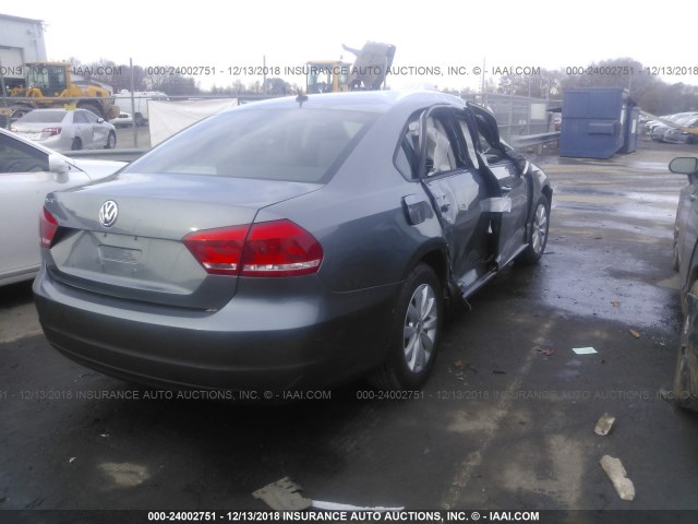 1VWAH7A31DC075189 - 2013 VOLKSWAGEN PASSAT S GRAY photo 4