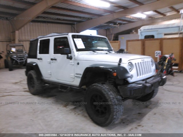 1C4BJWDGXFL609524 - 2015 JEEP WRANGLER UNLIMITE SPORT WHITE photo 1