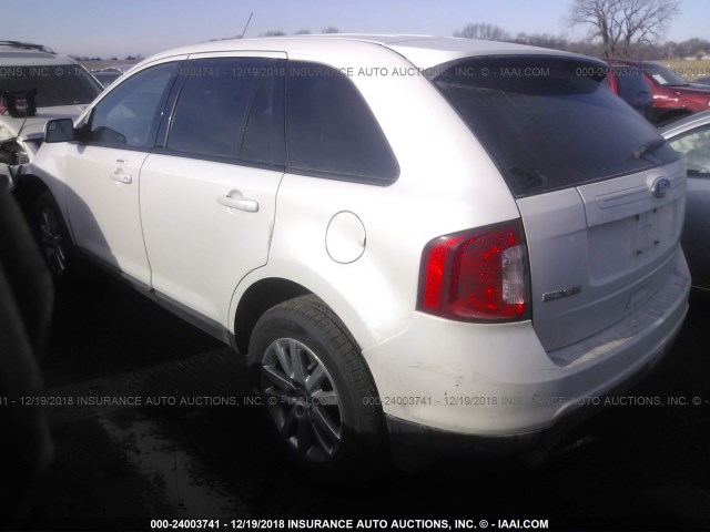 2FMDK4JC1EBB30074 - 2014 FORD EDGE SEL WHITE photo 3