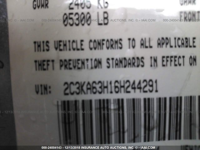 2C3KA63H16H244291 - 2006 CHRYSLER 300C SILVER photo 9