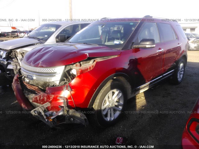 1FM5K7D8XFGC62564 - 2015 FORD EXPLORER XLT RED photo 2