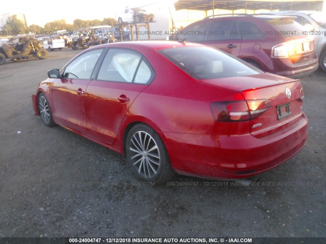 3VWD17AJ0GM231015 - 2016 VOLKSWAGEN JETTA SPORT RED photo 3