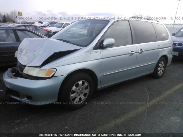 2HKRL18062H584886 - 2002 HONDA ODYSSEY EXL BLUE photo 2