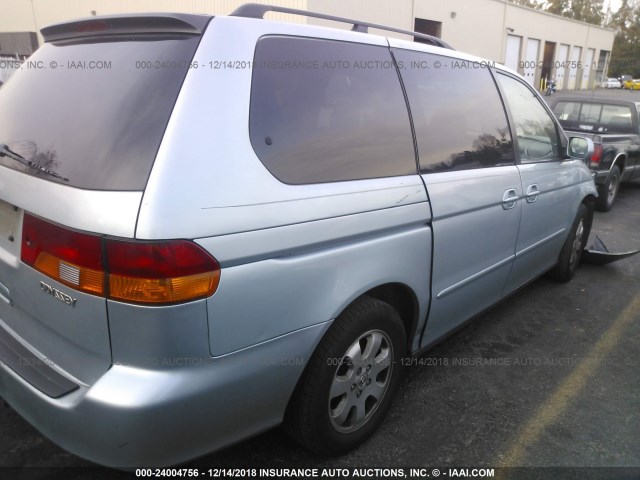 2HKRL18062H584886 - 2002 HONDA ODYSSEY EXL BLUE photo 4