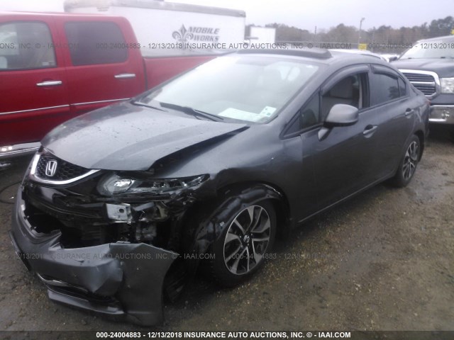 2HGFB2F93DH535140 - 2013 HONDA CIVIC EXL GRAY photo 2