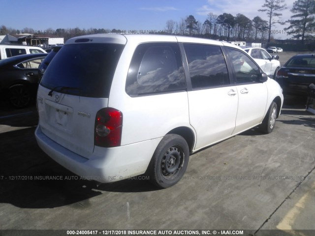 JM3LW28A530370506 - 2003 MAZDA MPV WAGON WHITE photo 4