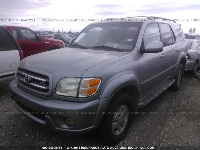 5TDBT48A62S078853 - 2002 TOYOTA SEQUOIA LIMITED SILVER photo 2