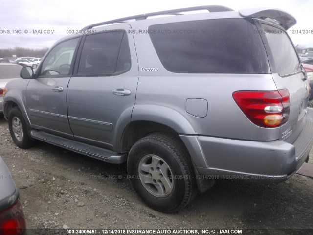 5TDBT48A62S078853 - 2002 TOYOTA SEQUOIA LIMITED SILVER photo 3