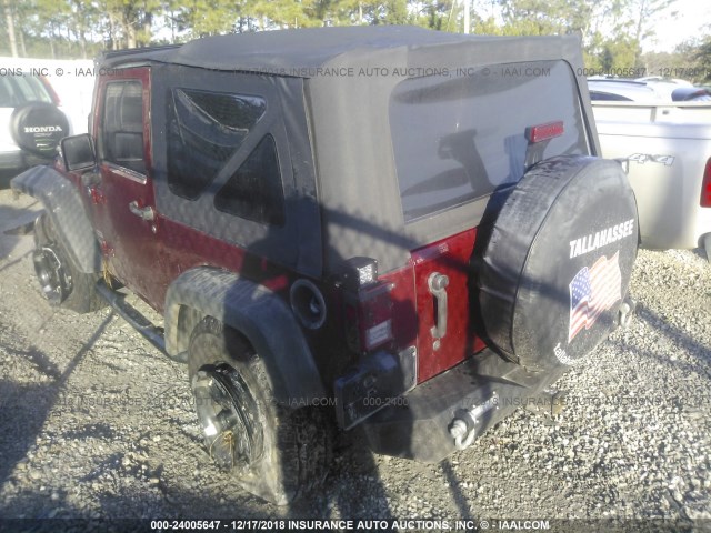 1C4AJWAGXCL236349 - 2012 JEEP WRANGLER SPORT BURGUNDY photo 3