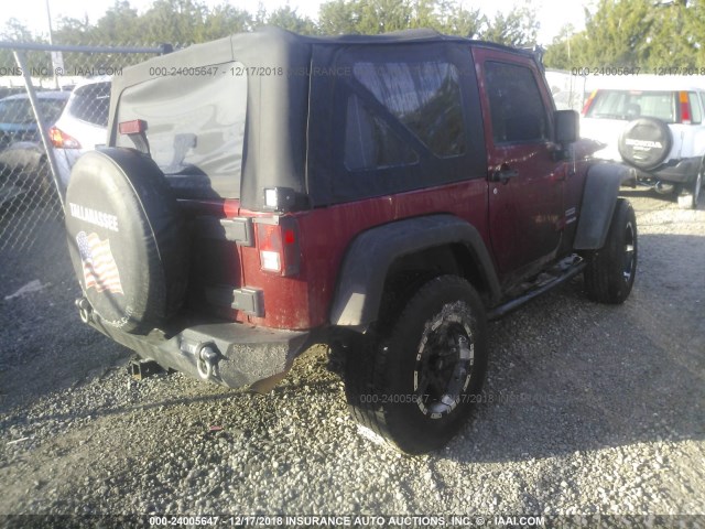 1C4AJWAGXCL236349 - 2012 JEEP WRANGLER SPORT BURGUNDY photo 4