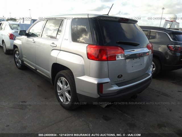 2GKALMEK4H6250717 - 2017 GMC TERRAIN SLE SILVER photo 3