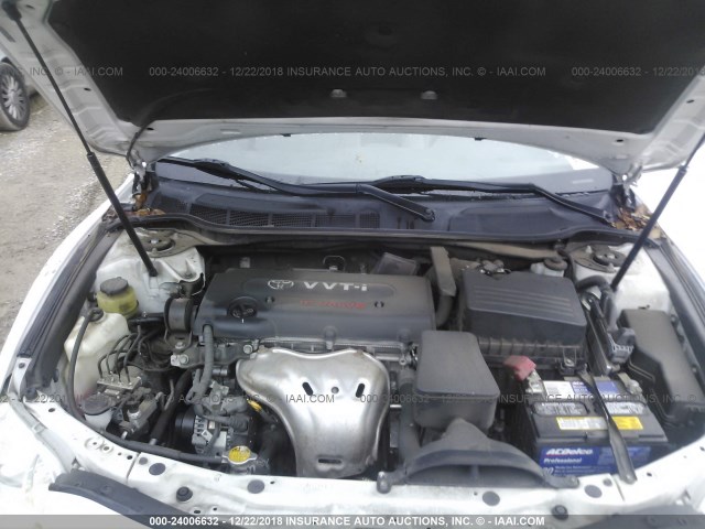 4T1BE46K38U752110 - 2008 TOYOTA CAMRY CE/LE/XLE/SE WHITE photo 10